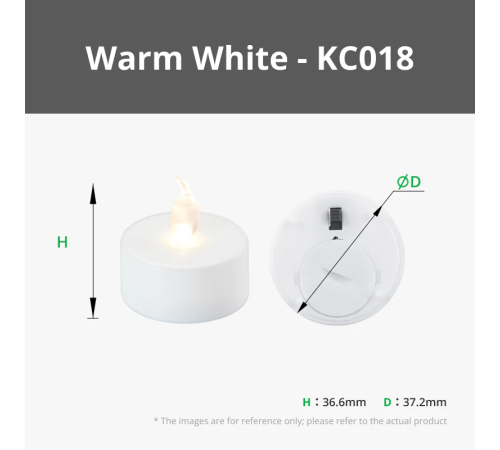 D37.2x36.6mm LED Flame Tea Light Candle Set (12pcs)